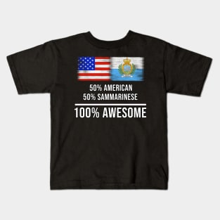 50% American 50% Sammarinese 100% Awesome - Gift for Sammarinese Heritage From San Marino Kids T-Shirt